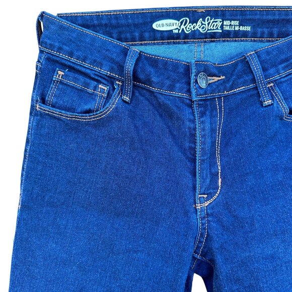 Old Navy Rockstar Mid Rise Dark Blue Jeans Size 4 - Picture 7 of 10